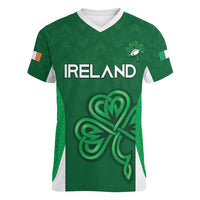 Custom Ireland Rugby Women V-Neck T-Shirt Irish Celtic Shamrock