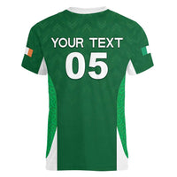Custom Ireland Rugby Women V-Neck T-Shirt Irish Celtic Shamrock