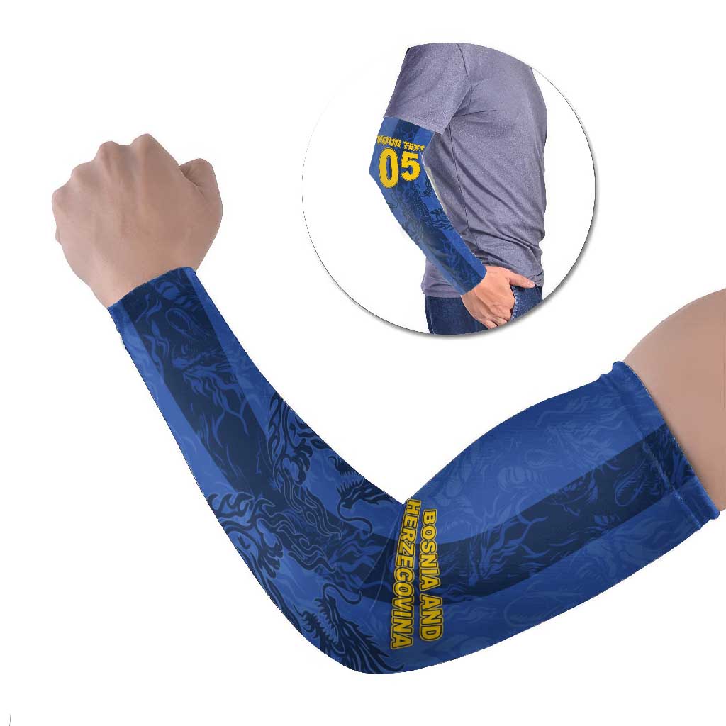Custom Bosnia And Herzegovina Football Arm Sleeves Zmajevi Rising Strong