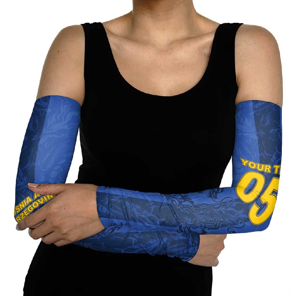 Custom Bosnia And Herzegovina Football Arm Sleeves Zmajevi Rising Strong