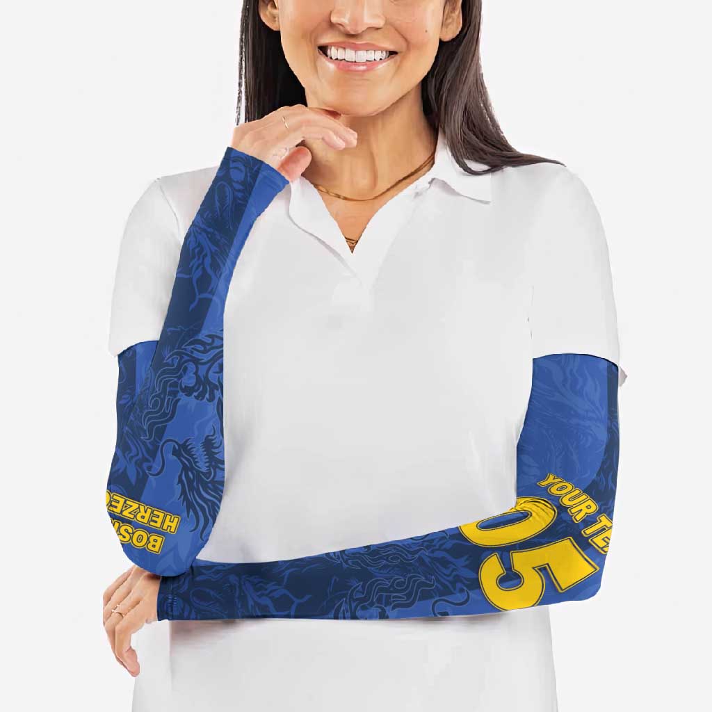 Custom Bosnia And Herzegovina Football Arm Sleeves Zmajevi Rising Strong