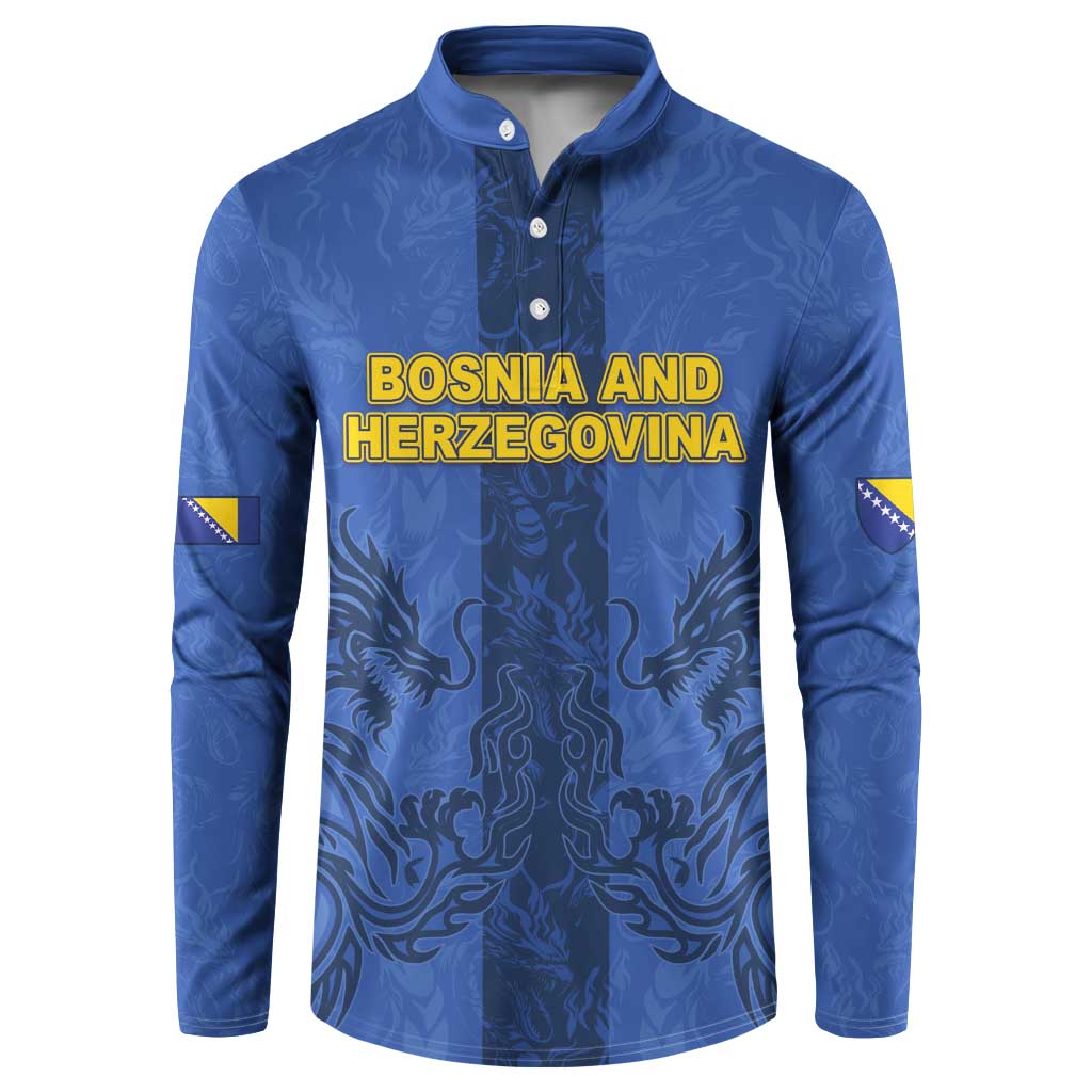 Custom Bosnia And Herzegovina Football Button Sweatshirt Zmajevi Rising Strong