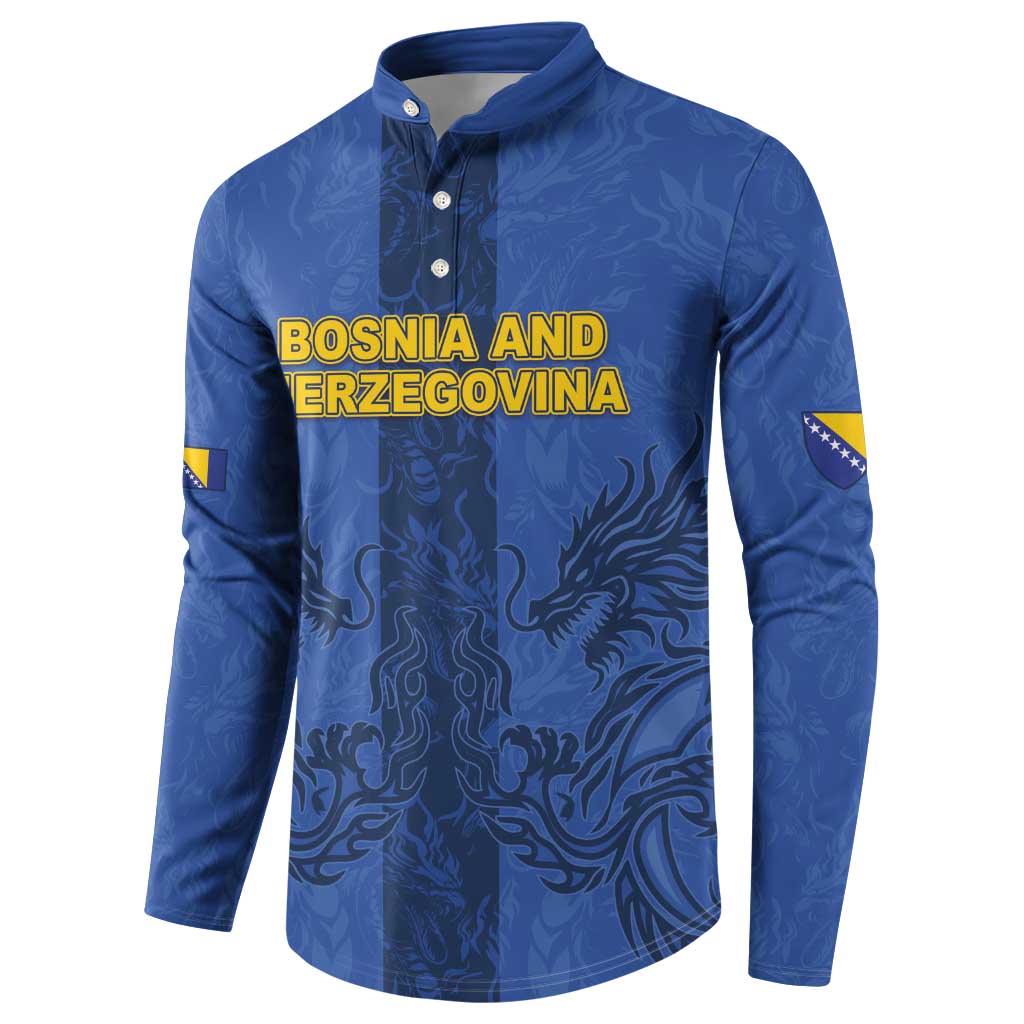 Custom Bosnia And Herzegovina Football Button Sweatshirt Zmajevi Rising Strong