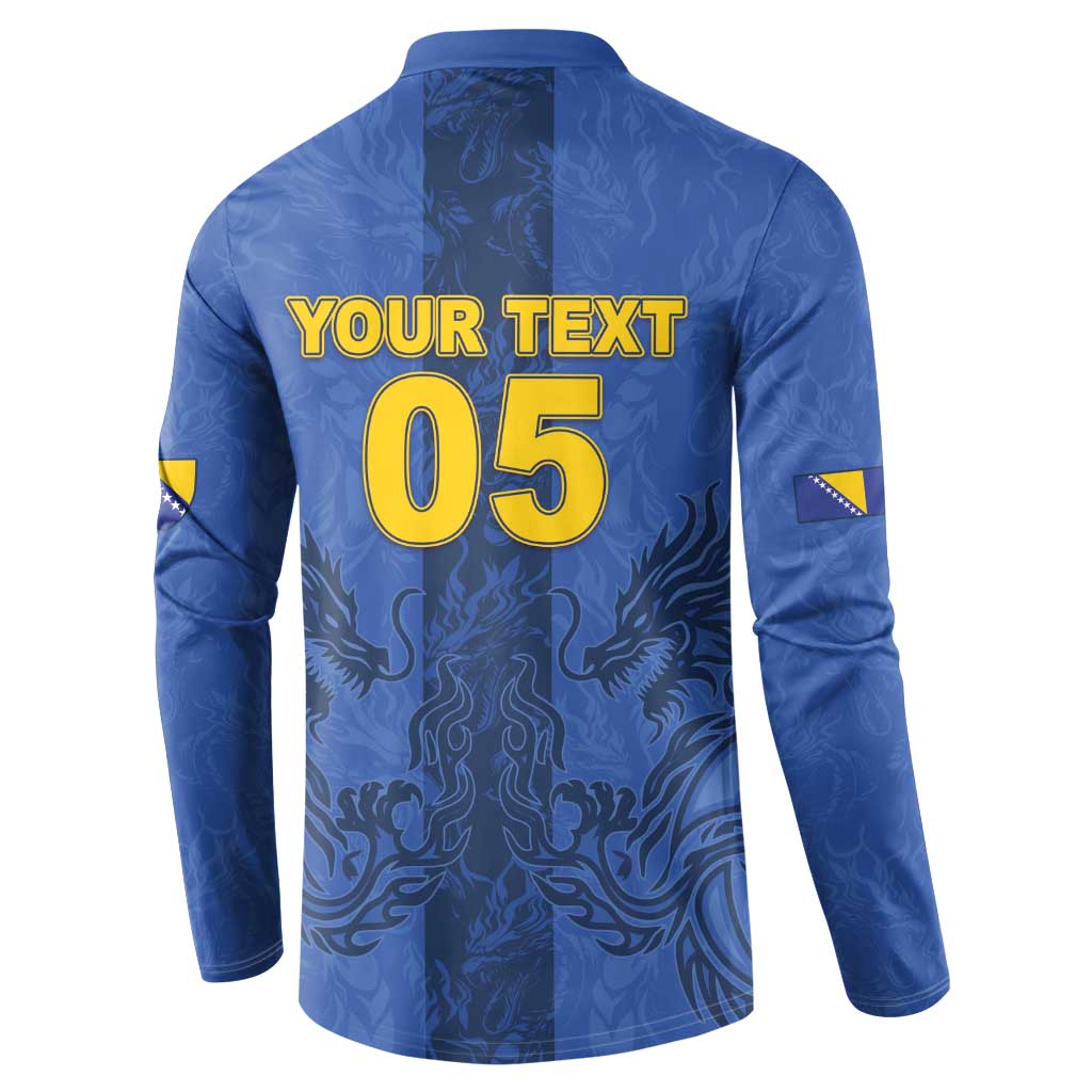 Custom Bosnia And Herzegovina Football Button Sweatshirt Zmajevi Rising Strong