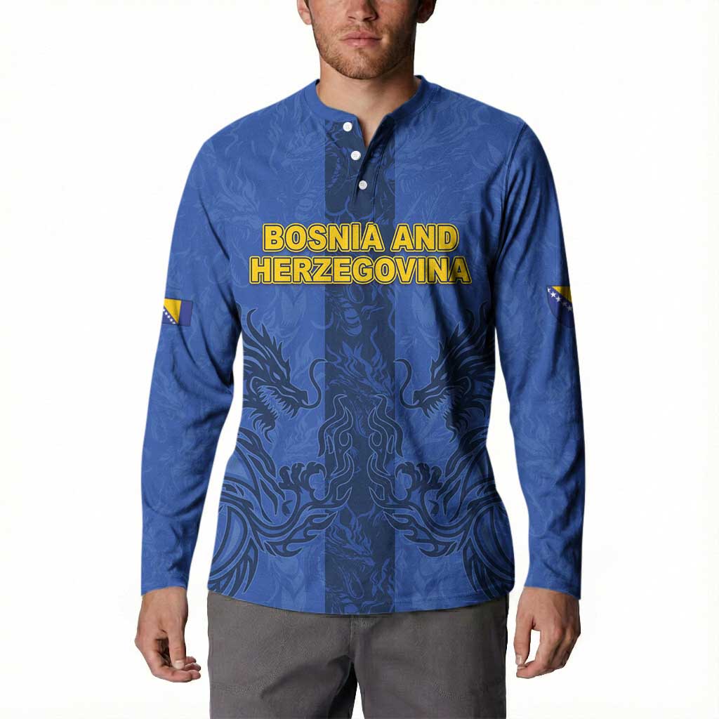 Custom Bosnia And Herzegovina Football Button Sweatshirt Zmajevi Rising Strong