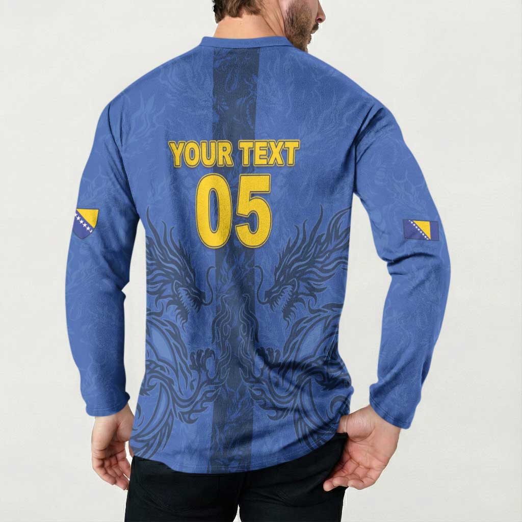Custom Bosnia And Herzegovina Football Button Sweatshirt Zmajevi Rising Strong