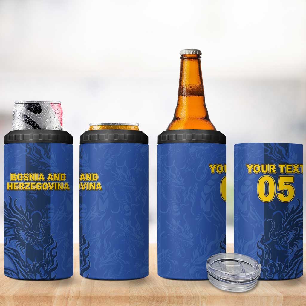 Custom Bosnia And Herzegovina Football 4 in 1 Can Cooler Tumbler Zmajevi Rising Strong