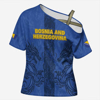 Custom Bosnia And Herzegovina Football Cross Shoulder Shirt Zmajevi Rising Strong