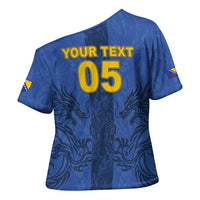 Custom Bosnia And Herzegovina Football Cross Shoulder Shirt Zmajevi Rising Strong