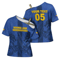 Custom Bosnia And Herzegovina Football Cross Shoulder Shirt Zmajevi Rising Strong
