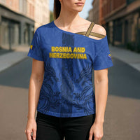 Custom Bosnia And Herzegovina Football Cross Shoulder Shirt Zmajevi Rising Strong