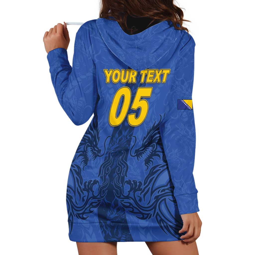 Custom Bosnia And Herzegovina Football Hoodie Dress Zmajevi Rising Strong