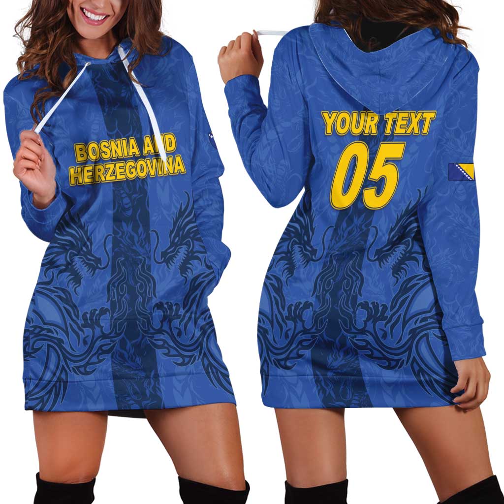 Custom Bosnia And Herzegovina Football Hoodie Dress Zmajevi Rising Strong