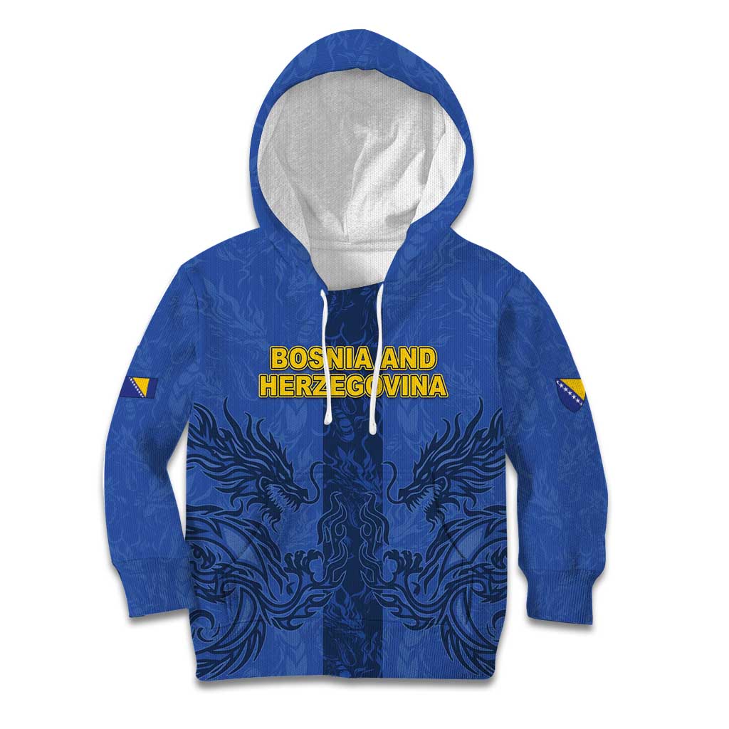 Custom Bosnia And Herzegovina Football Kid Hoodie Zmajevi Rising Strong
