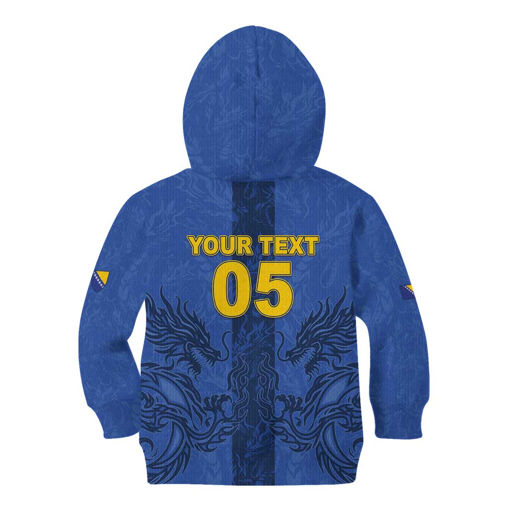 Custom Bosnia And Herzegovina Football Kid Hoodie Zmajevi Rising Strong