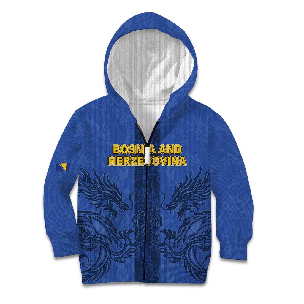 Custom Bosnia And Herzegovina Football Kid Hoodie Zmajevi Rising Strong