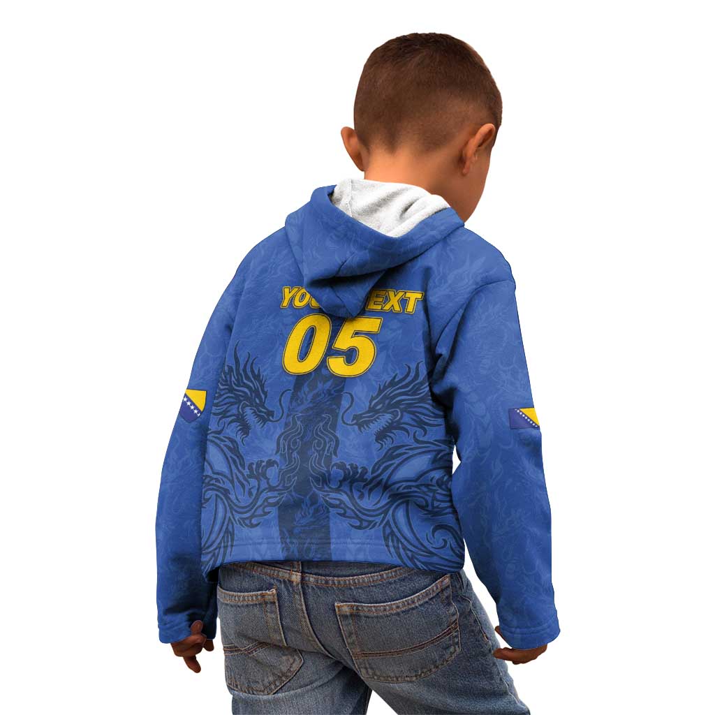 Custom Bosnia And Herzegovina Football Kid Hoodie Zmajevi Rising Strong