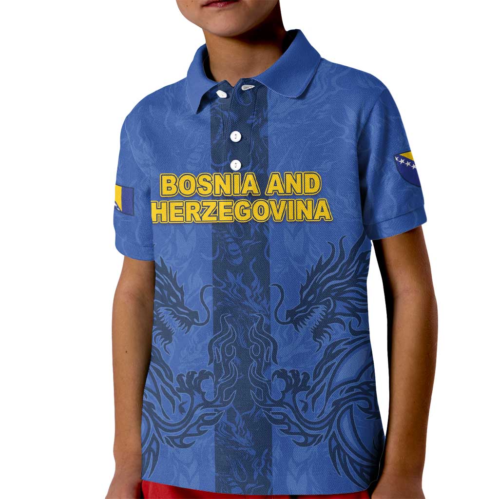 Custom Bosnia And Herzegovina Football Kid Polo Shirt Zmajevi Rising Strong