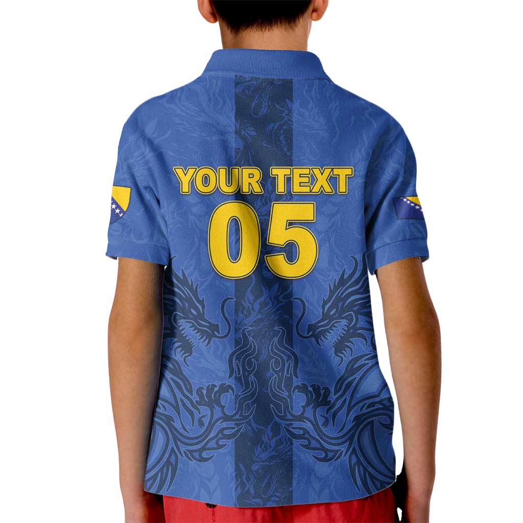 Custom Bosnia And Herzegovina Football Kid Polo Shirt Zmajevi Rising Strong