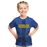 Custom Bosnia And Herzegovina Football Kid T Shirt Zmajevi Rising Strong