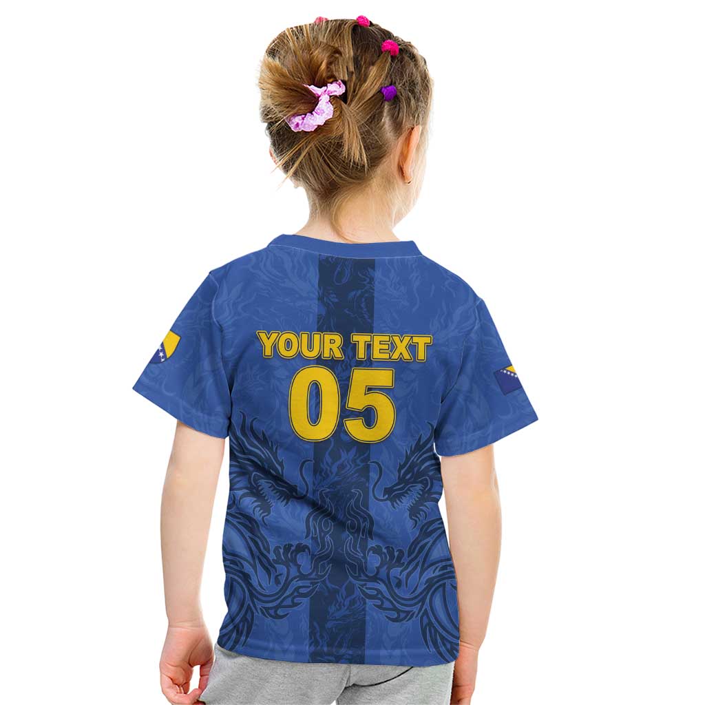 Custom Bosnia And Herzegovina Football Kid T Shirt Zmajevi Rising Strong