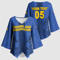 Custom Bosnia And Herzegovina Football Kimono Sleeve Blouse Zmajevi Rising Strong