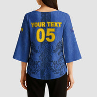 Custom Bosnia And Herzegovina Football Kimono Sleeve Blouse Zmajevi Rising Strong