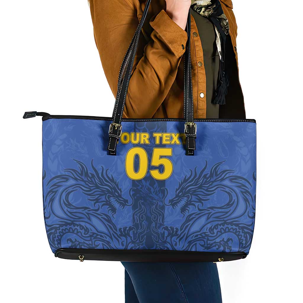 Custom Bosnia And Herzegovina Football Leather Tote Bag Zmajevi Rising Strong