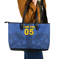 Custom Bosnia And Herzegovina Football Leather Tote Bag Zmajevi Rising Strong