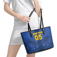 Custom Bosnia And Herzegovina Football Leather Tote Bag Zmajevi Rising Strong