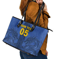 Custom Bosnia And Herzegovina Football Leather Tote Bag Zmajevi Rising Strong