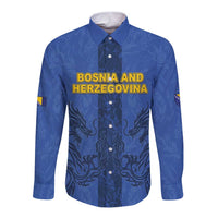 Custom Bosnia And Herzegovina Football Long Sleeve Button Shirt Zmajevi Rising Strong