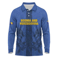 Custom Bosnia And Herzegovina Football Long Sleeve Polo Shirt Zmajevi Rising Strong