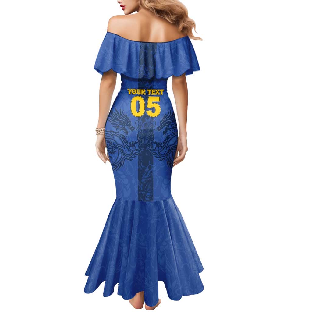 Custom Bosnia And Herzegovina Football Mermaid Dress Zmajevi Rising Strong