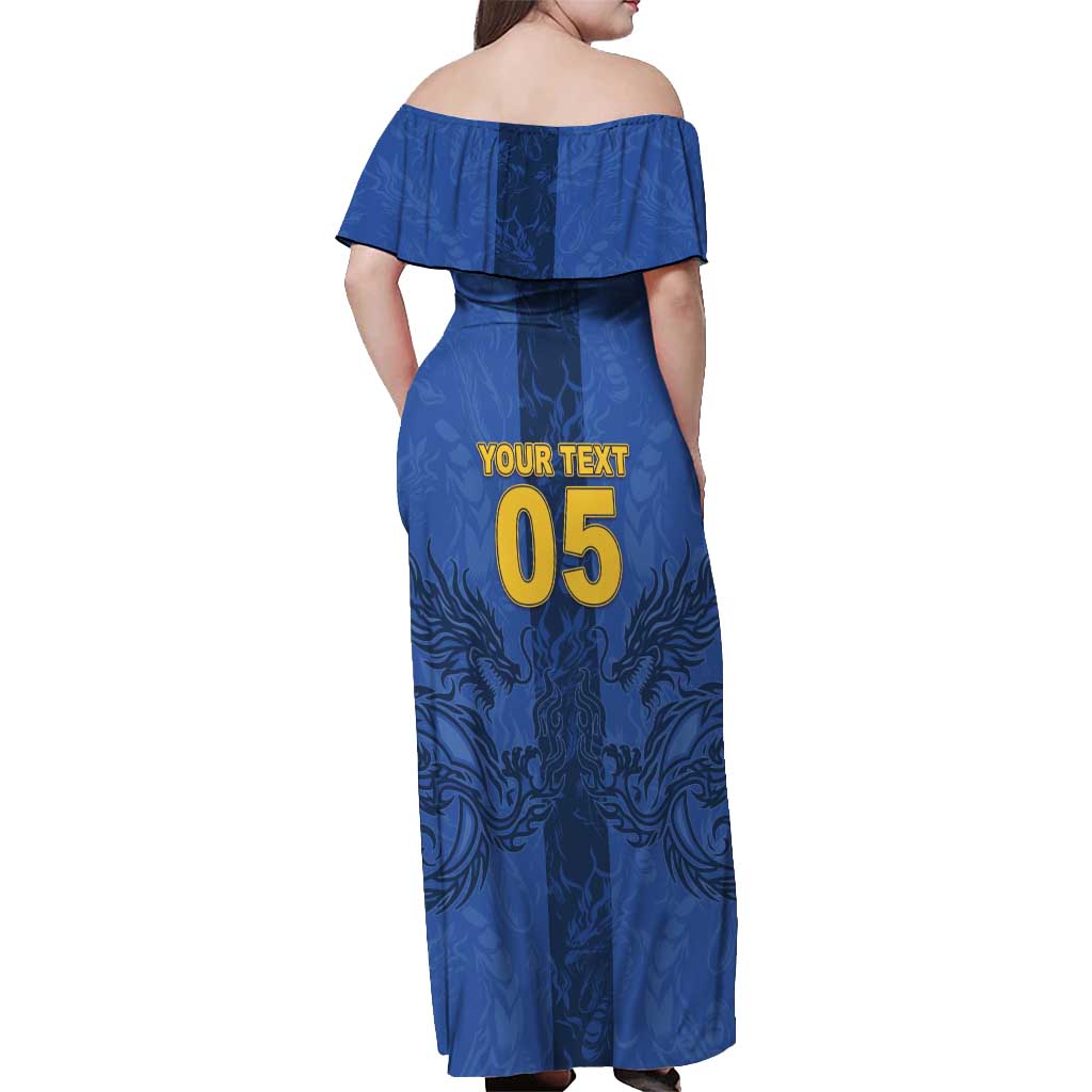 Custom Bosnia And Herzegovina Football Off Shoulder Maxi Dress Zmajevi Rising Strong