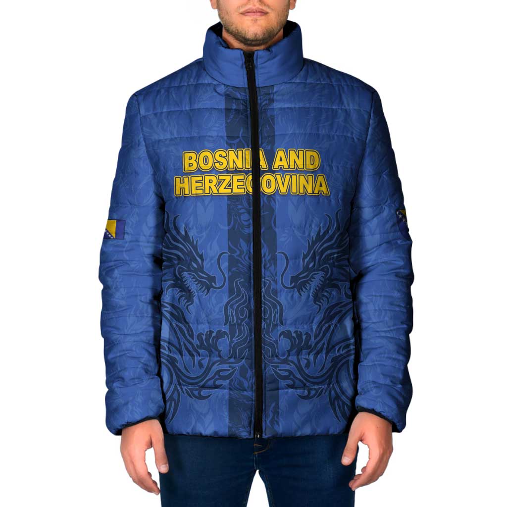 Custom Bosnia And Herzegovina Football Padded Jacket Zmajevi Rising Strong
