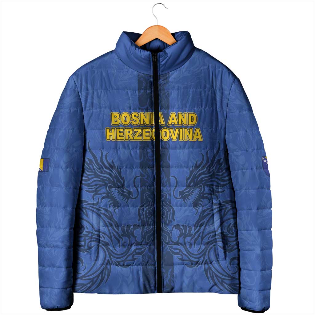 Custom Bosnia And Herzegovina Football Padded Jacket Zmajevi Rising Strong