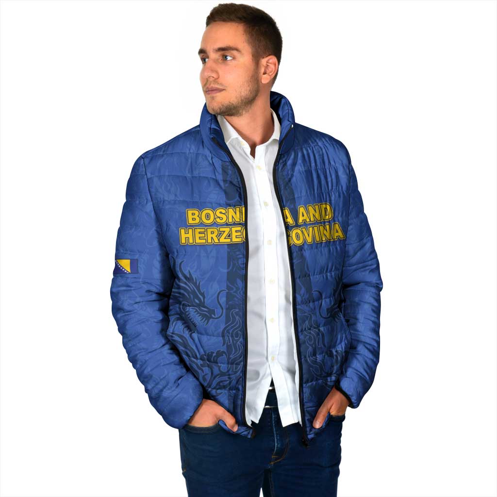 Custom Bosnia And Herzegovina Football Padded Jacket Zmajevi Rising Strong