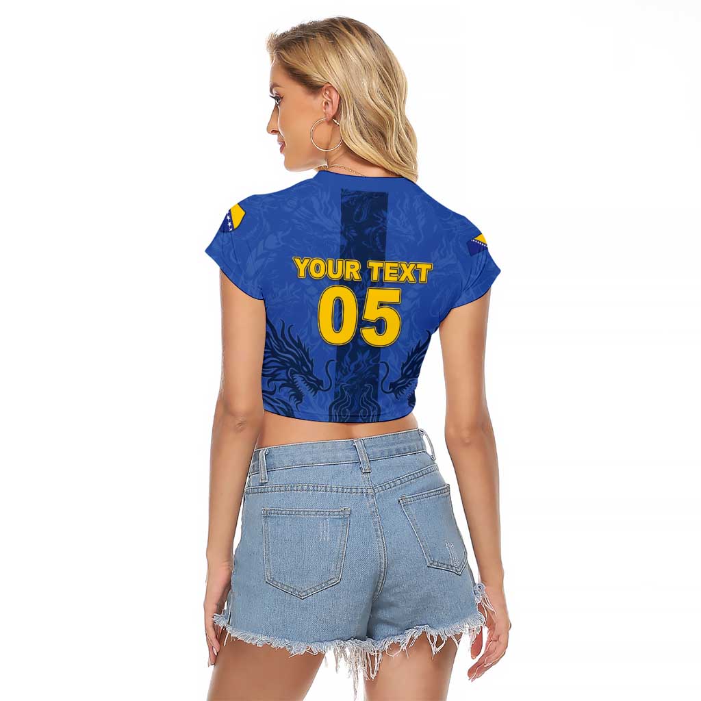 Custom Bosnia And Herzegovina Football Raglan Cropped T Shirt Zmajevi Rising Strong