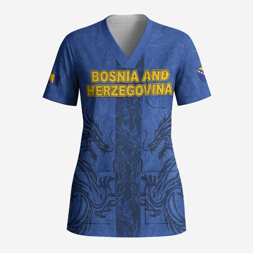 Custom Bosnia And Herzegovina Football Scrub Top Zmajevi Rising Strong