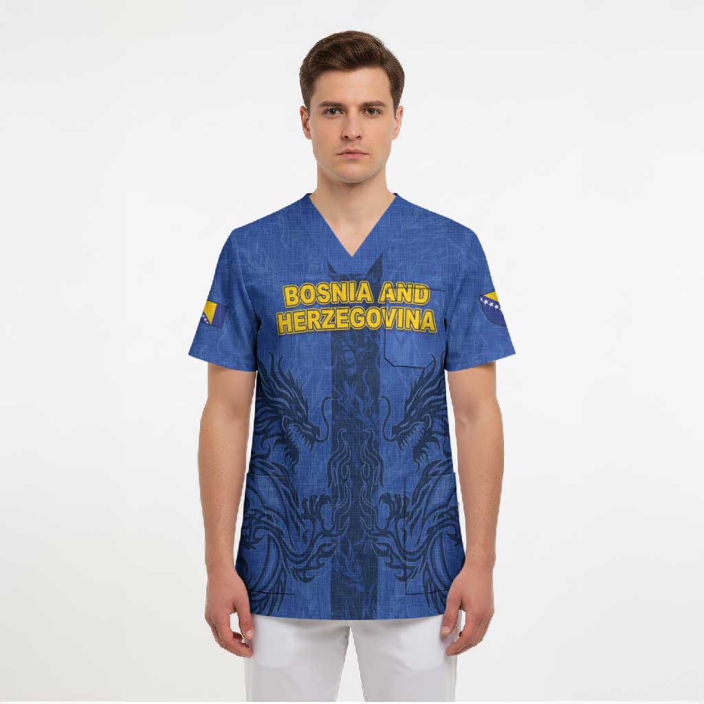 Custom Bosnia And Herzegovina Football Scrub Top Zmajevi Rising Strong