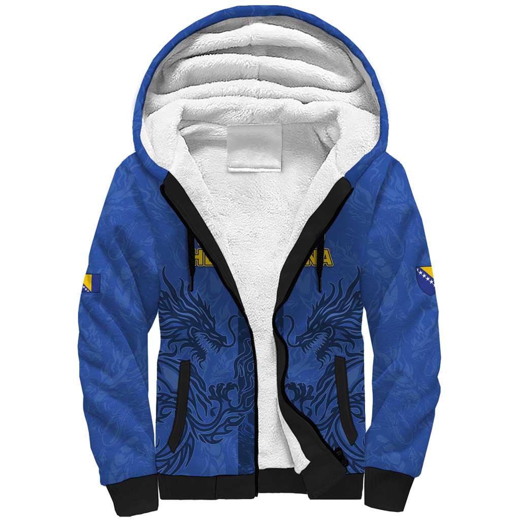 Custom Bosnia And Herzegovina Football Sherpa Hoodie Zmajevi Rising Strong