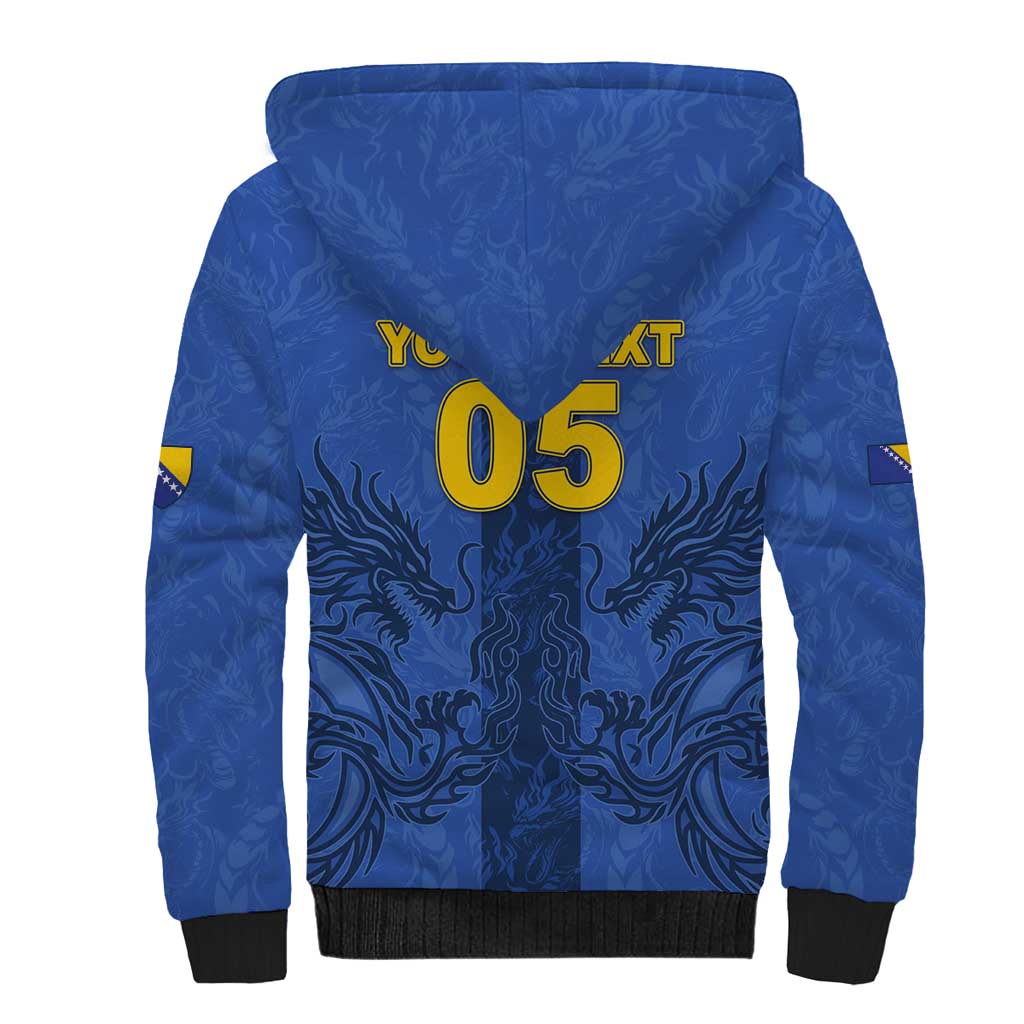 Custom Bosnia And Herzegovina Football Sherpa Hoodie Zmajevi Rising Strong