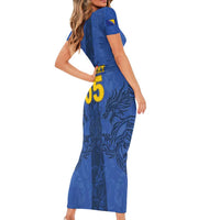 Custom Bosnia And Herzegovina Football Short Sleeve Bodycon Dress Zmajevi Rising Strong