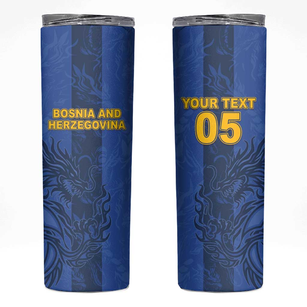 Custom Bosnia And Herzegovina Football Skinny Tumbler Zmajevi Rising Strong