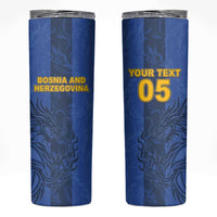 Custom Bosnia And Herzegovina Football Skinny Tumbler Zmajevi Rising Strong