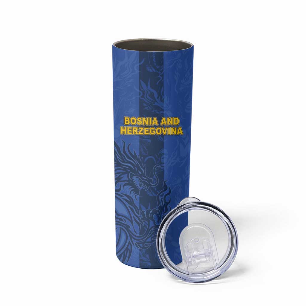 Custom Bosnia And Herzegovina Football Skinny Tumbler Zmajevi Rising Strong