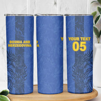 Custom Bosnia And Herzegovina Football Skinny Tumbler Zmajevi Rising Strong