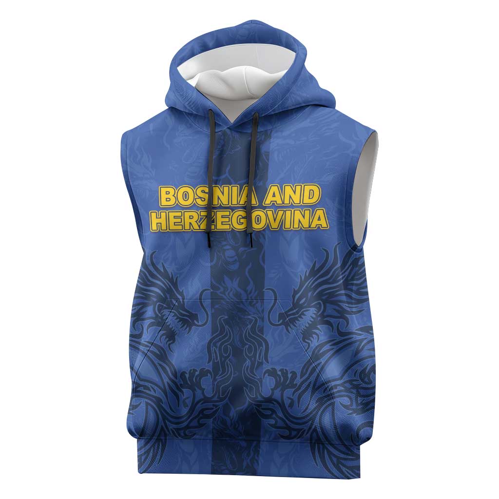 Custom Bosnia And Herzegovina Football Sleeveless Hoodie Zmajevi Rising Strong