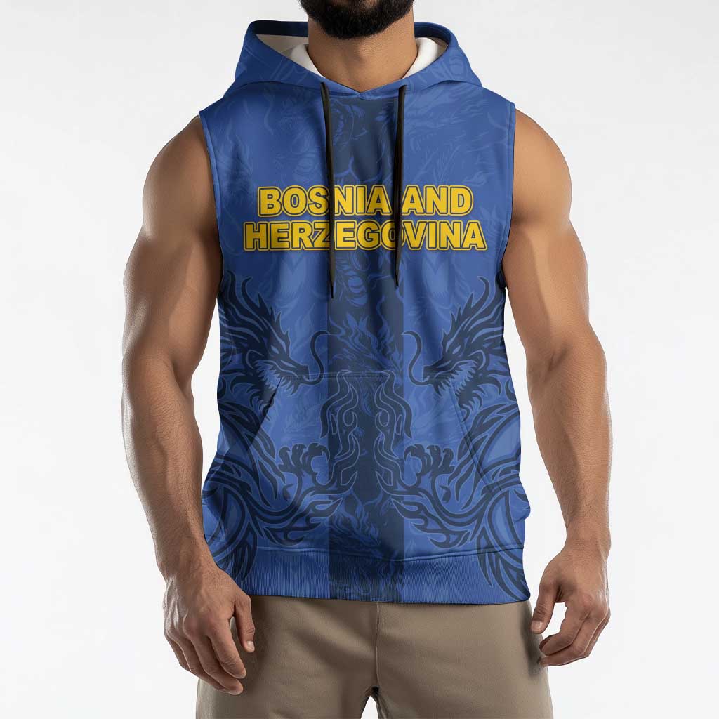 Custom Bosnia And Herzegovina Football Sleeveless Hoodie Zmajevi Rising Strong